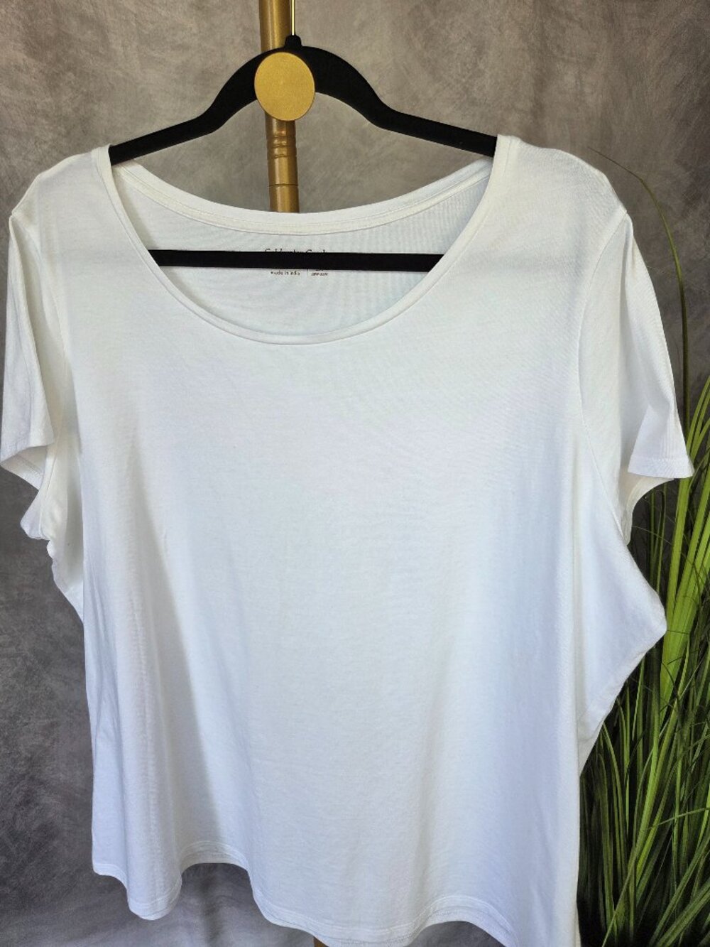 Women's Coldwater Creek White Supima Cotton Short Sleeve Knit Top Size 2X NWOT